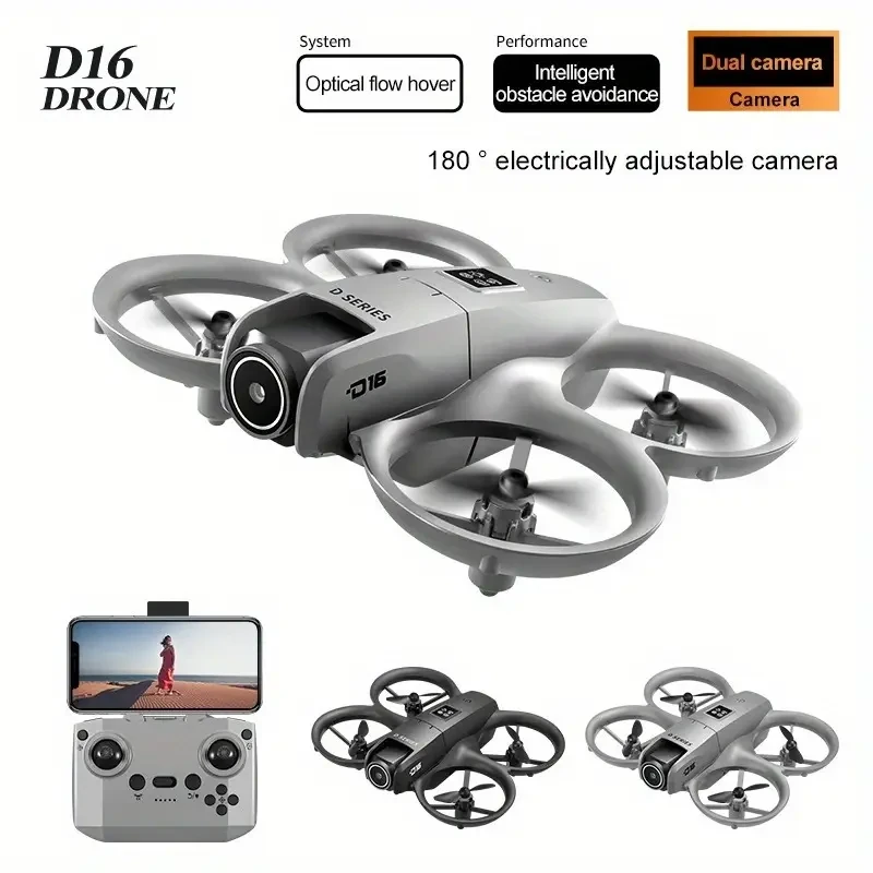 D16 Drone with Dual HD Camera, Propeller Safety Design, 360 Full Protection