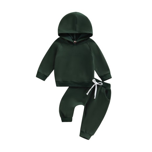 Boys' Solid Color Hooded Long Sleeve Sweater Trousers Suit