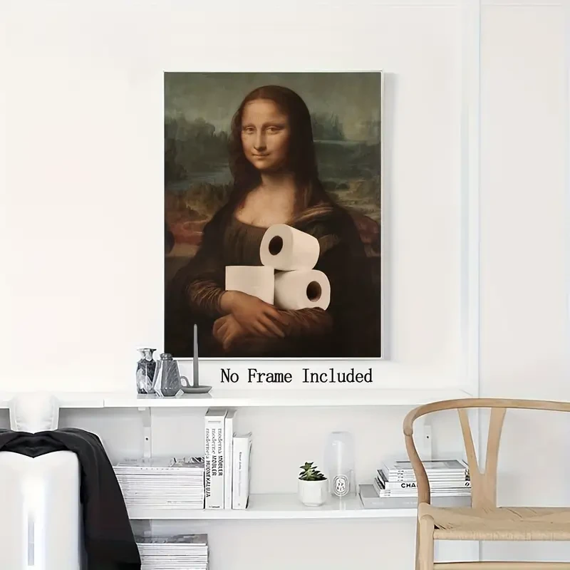 Canvas Painting - Funny Bathroom Changing Art.