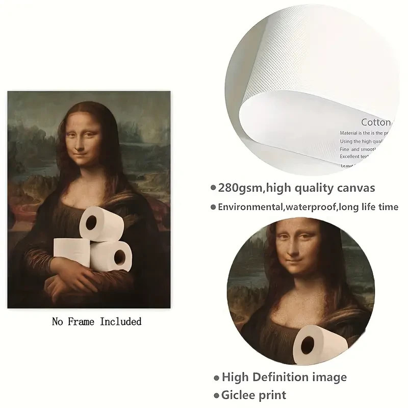 Canvas Painting - Funny Bathroom Changing Art.