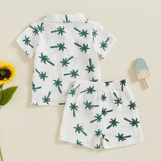 Baby Boy Beach Series Short Sleeve Blouse And Pants