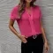 Women's Short-sleeved V-neck Shirt Summer Casual Solid Color Shirt