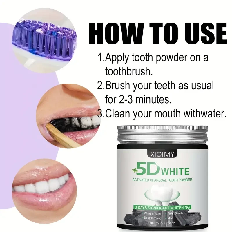 2pcs activated carbon teeth whitening powder