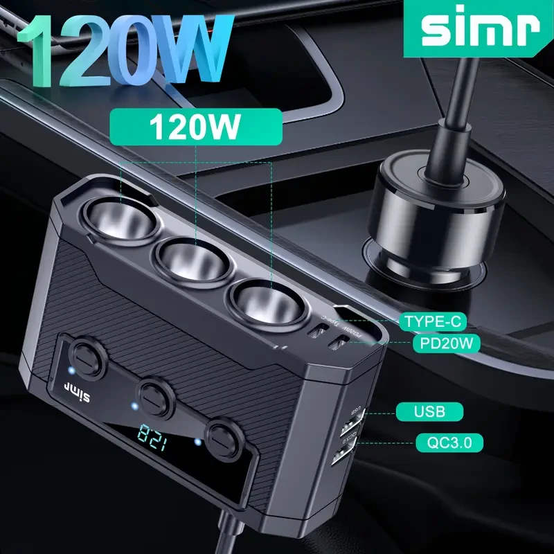 Plug Splitter 7in 1 Car Charger Adapter