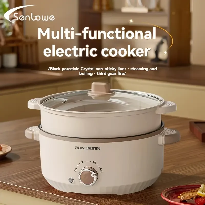 Senbowe Multi-functional Electric Stew Pot, Large Capacity, Non-Stick Stainless Steel