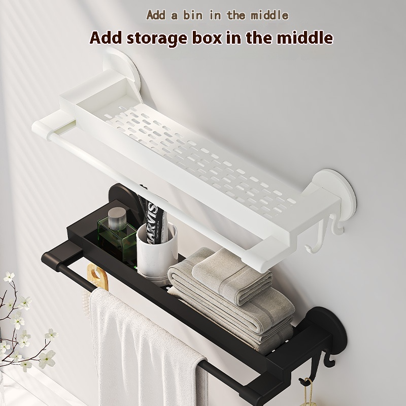 Bathroom Storage Rack Plastic Punch-free Bath Towel Rack