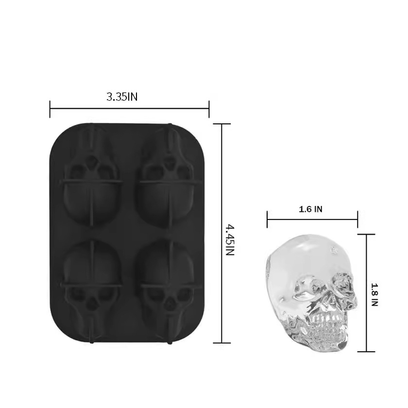 Skull Ice Tray Mold Silicone Ice Box Ice Cube Mold Bar DIY Mold Kitchen Bar Ice Making Tools Ice Cream Ice Cube Molds