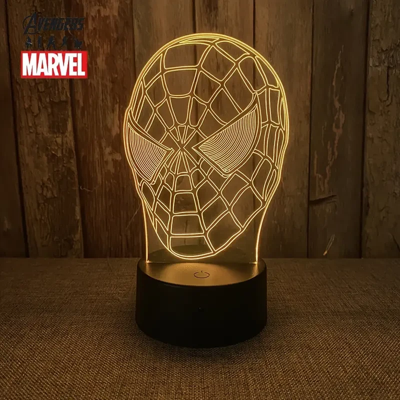 Marvel Heroes 3D USB Night Light with Remote - Multi-Color Acrylic Bedside Decor