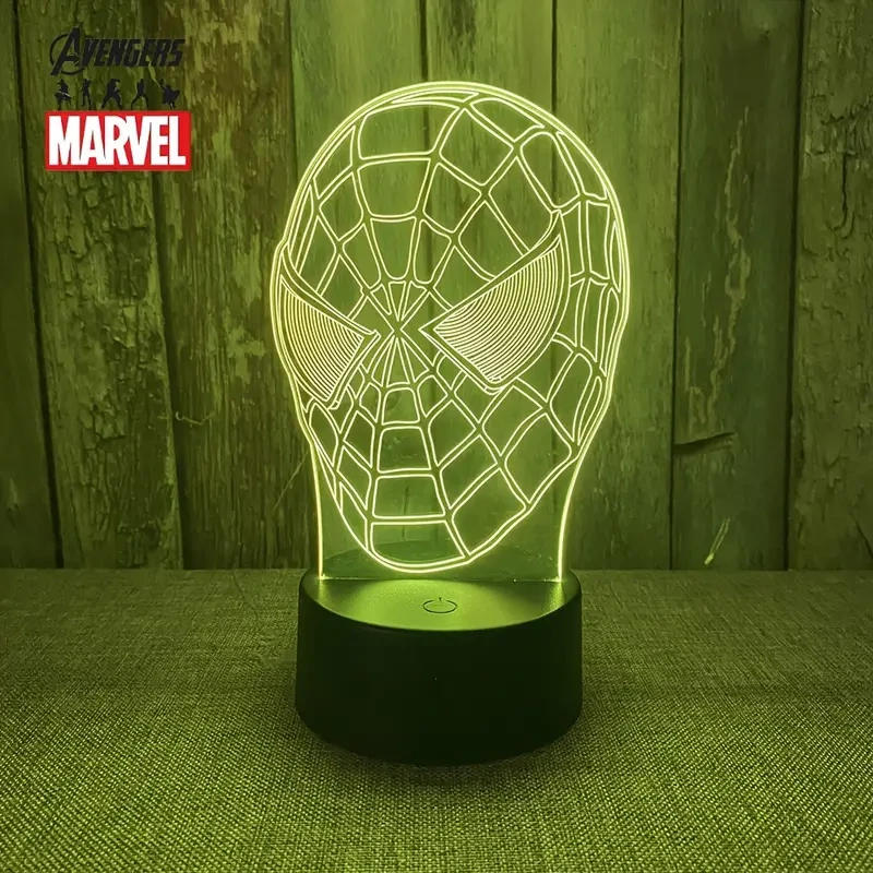 Marvel Heroes 3D USB Night Light with Remote - Multi-Color Acrylic Bedside Decor
