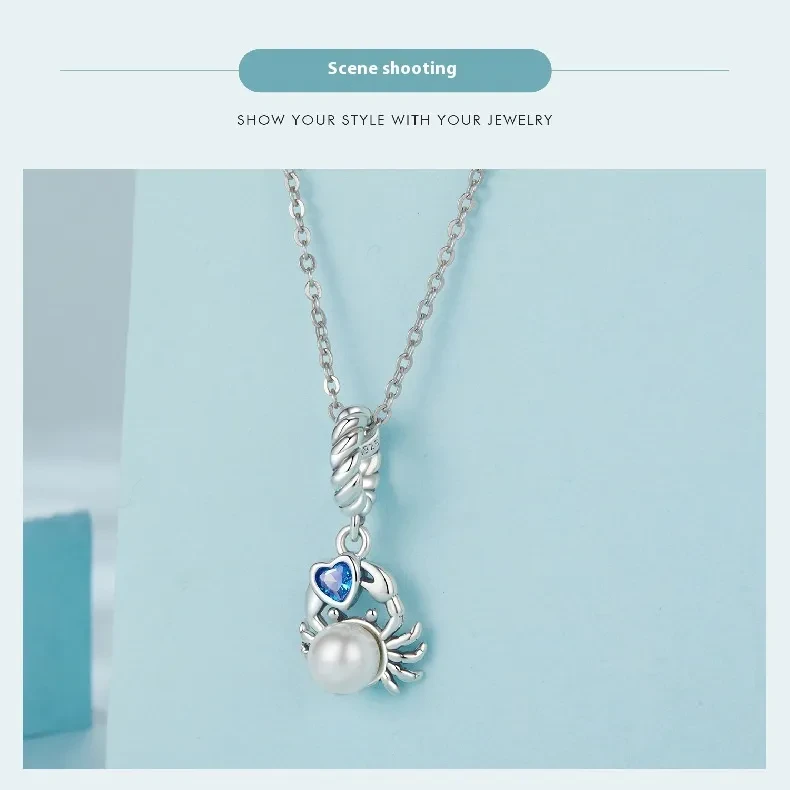 Crab Pearl Pendant S925 Silver Bead Accessories