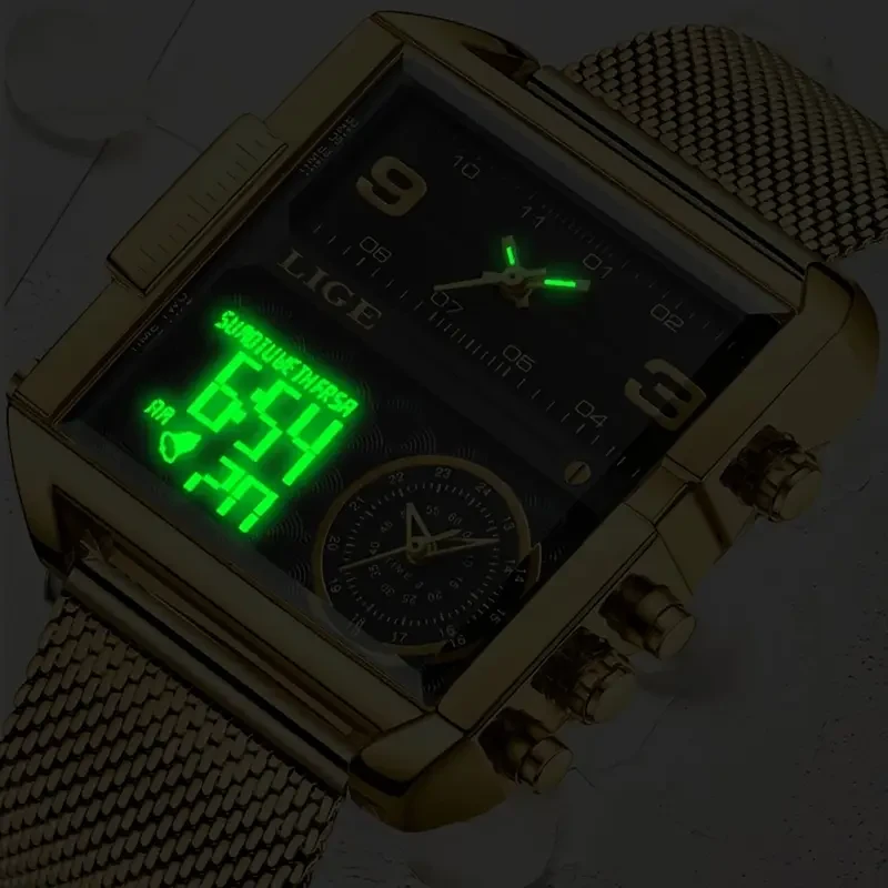 LIGE Fashion Dual Display Watch Women Luxury