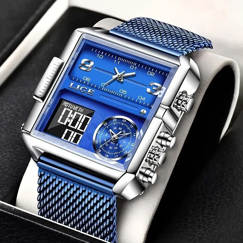 LIGE Fashion Dual Display Watch Women Luxury