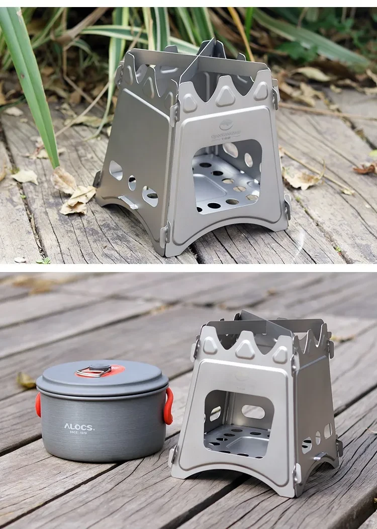 Outdoor pure titanium firewood stove