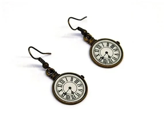 Retro Bronze Clock Fashion New Style Earrings