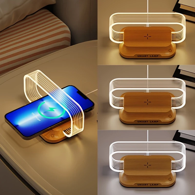 Multifunctional 2-in-1 LED Bedside Lamp with Wireless Charger