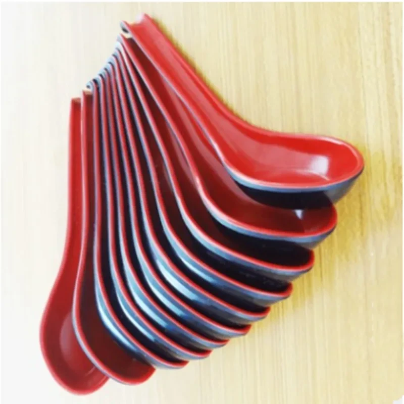 Melamine Black And Red Two Color Soup Spoon