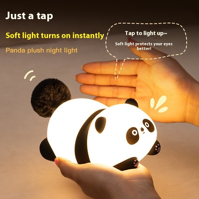 Cute Desktop Ornament Plush Panda Night Light