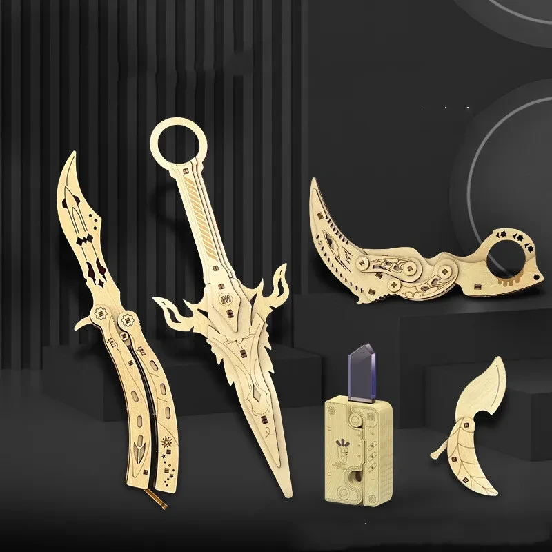 Gravity Radish Knife Wooden Assembly Decompression Toy