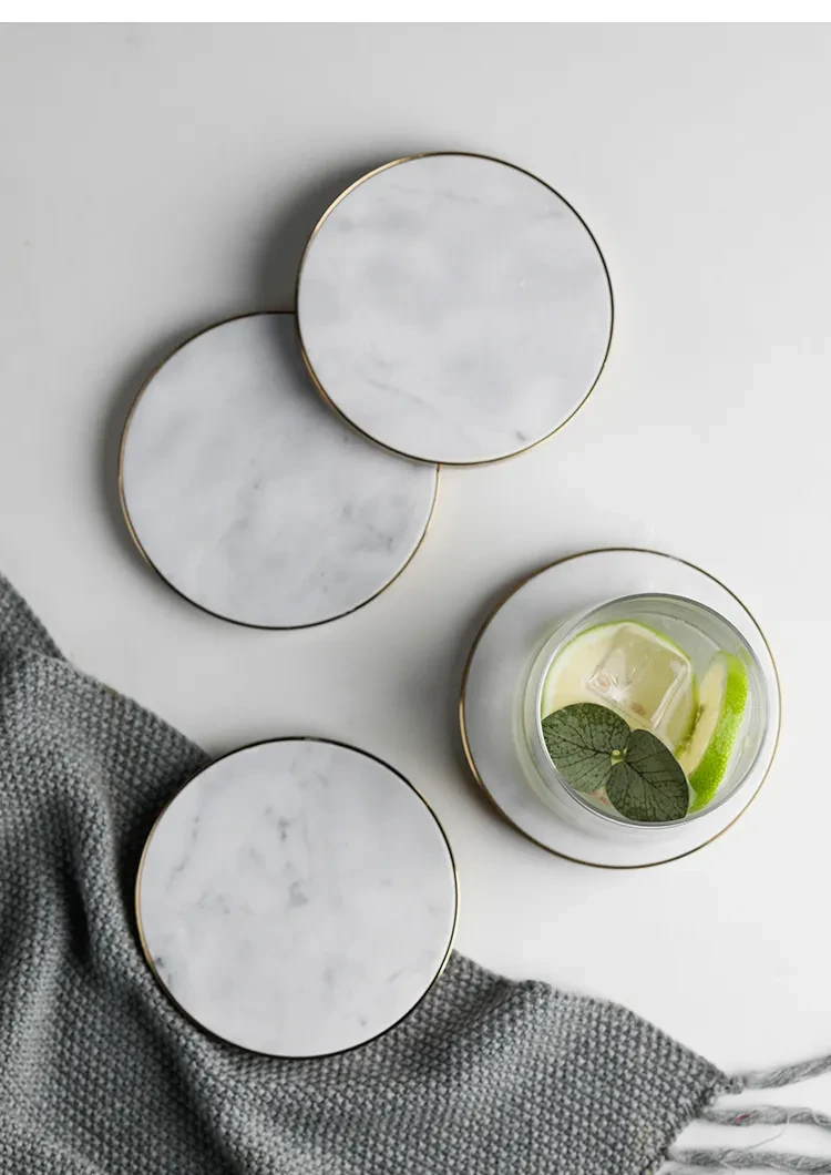 Ins Nordic Style Natural Marble Coaster Insulation