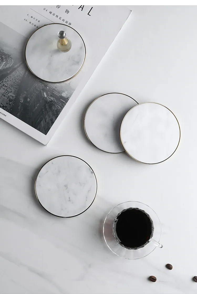 Ins Nordic Style Natural Marble Coaster Insulation
