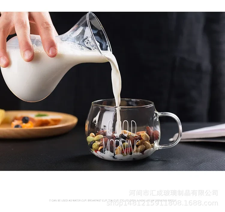 Heat-resistant glass round fun cup milk cup breakfast cup