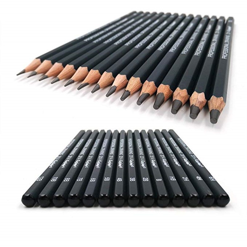 Set of 14 pencil sketches