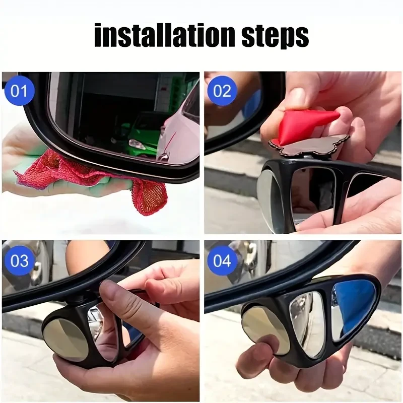 2pcs 360 Wide Angle Blind Spot Mirrors - Triple View Rearview Accessories