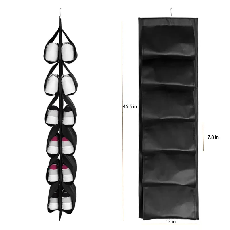 6-Layer Hanging Shoe Organizer with Deep Pockets