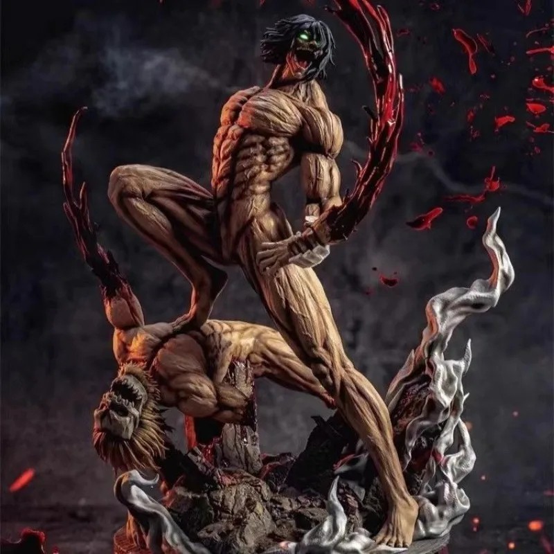 Attack on Titan Eren Jaeger Anime Peripheral Battle Form Desktop Decoration Chassis Model Ornaments