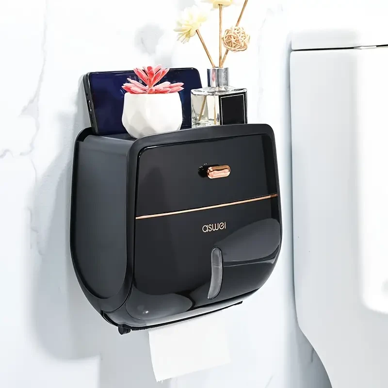 Bathroom Tissue Storage Box - Large Capacity Wall-Mounted Waterproof Toilet Roll Holder