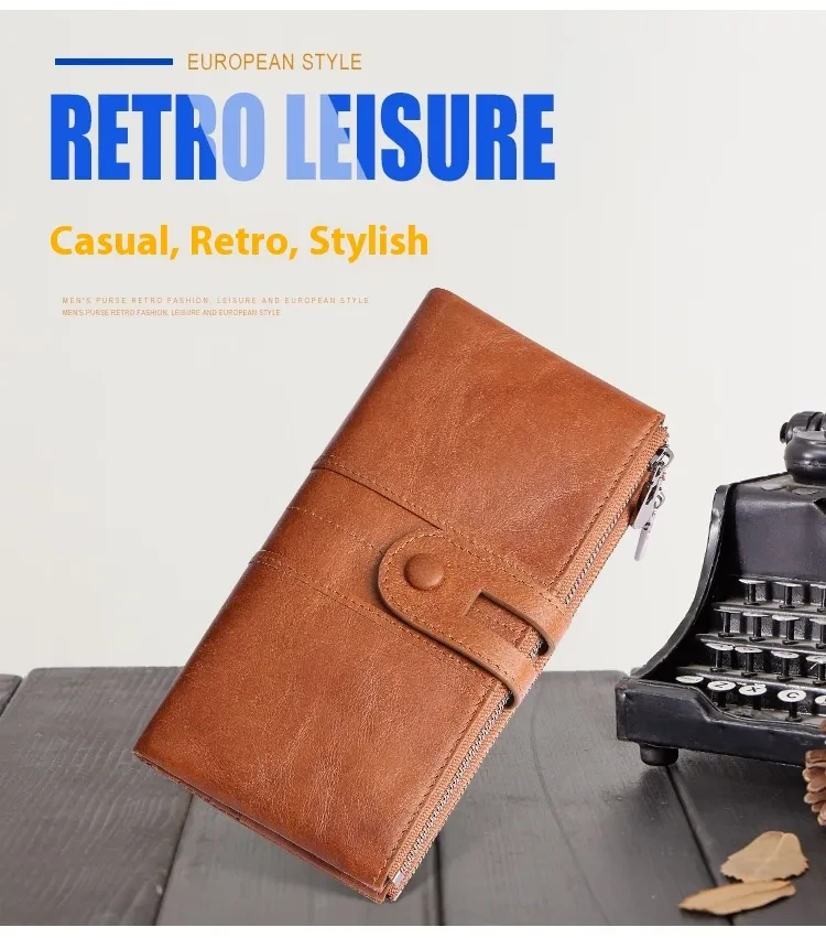 Retro Women's Leather Wallet  Fashionable RFID Long Wallet for Style and Security
