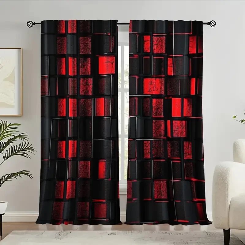 Black and Red Curtains for Living Room