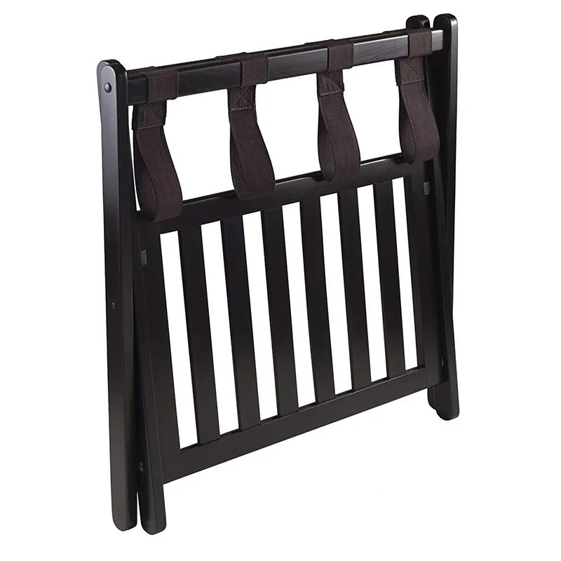 Foldable Luggage Rack Wooden Floor Standing with Shoes Shelf