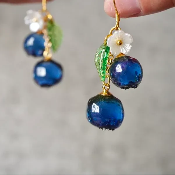 Summer Fruit Blueberry 925 Silver Earrings
