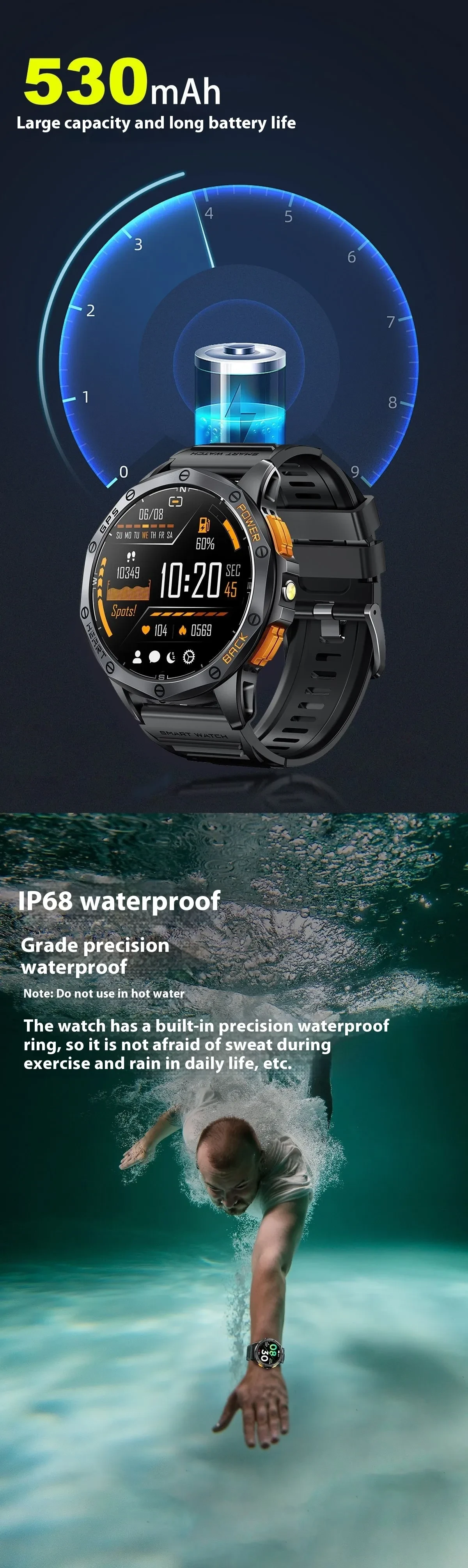 K67 Bluetooth Calling Compass AMOLED Smart Watch