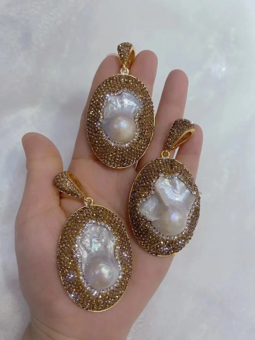 Pearl Necklace Ring Suit Bride Ornament