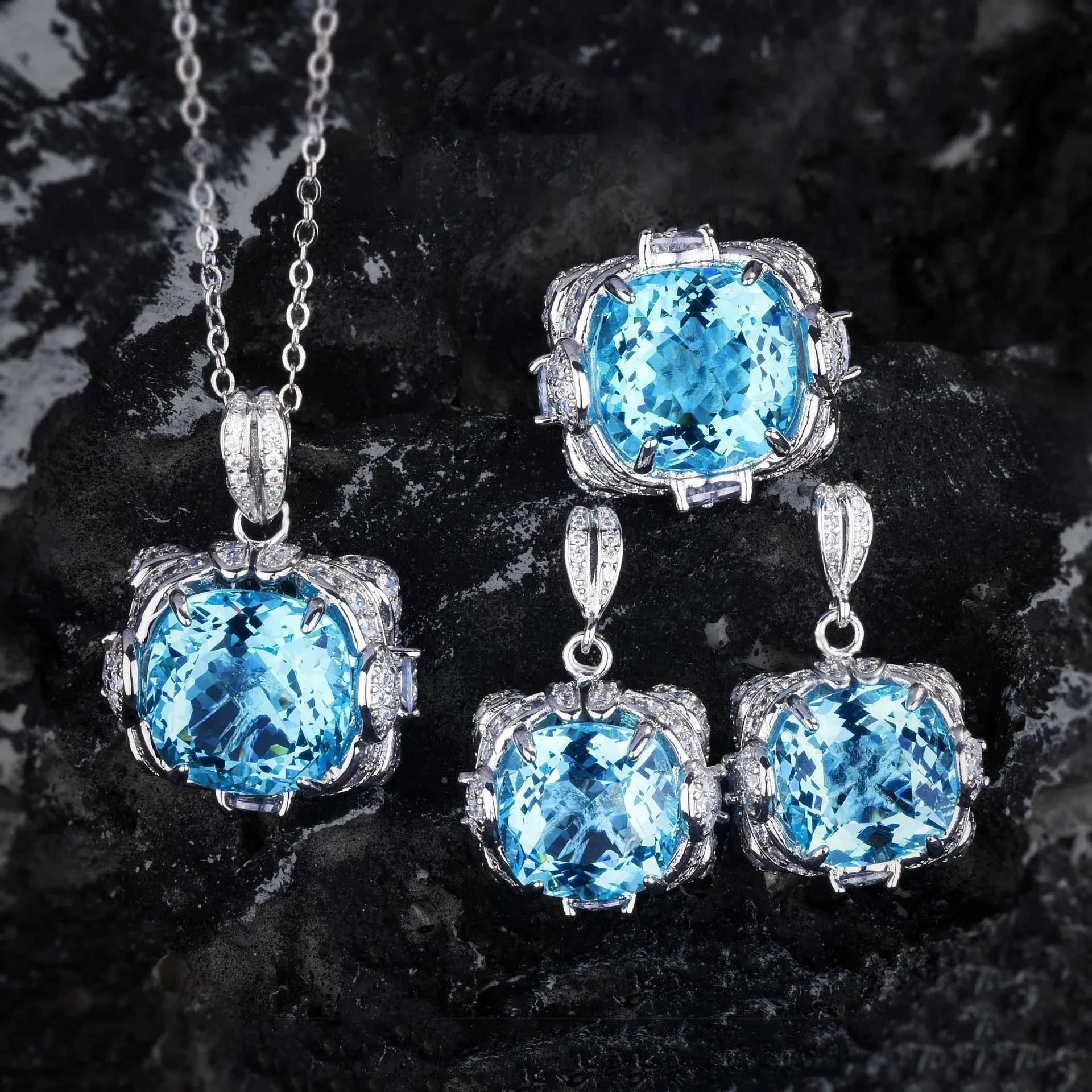 Women's Creative All-Match Ring Necklace And Earrings Suite