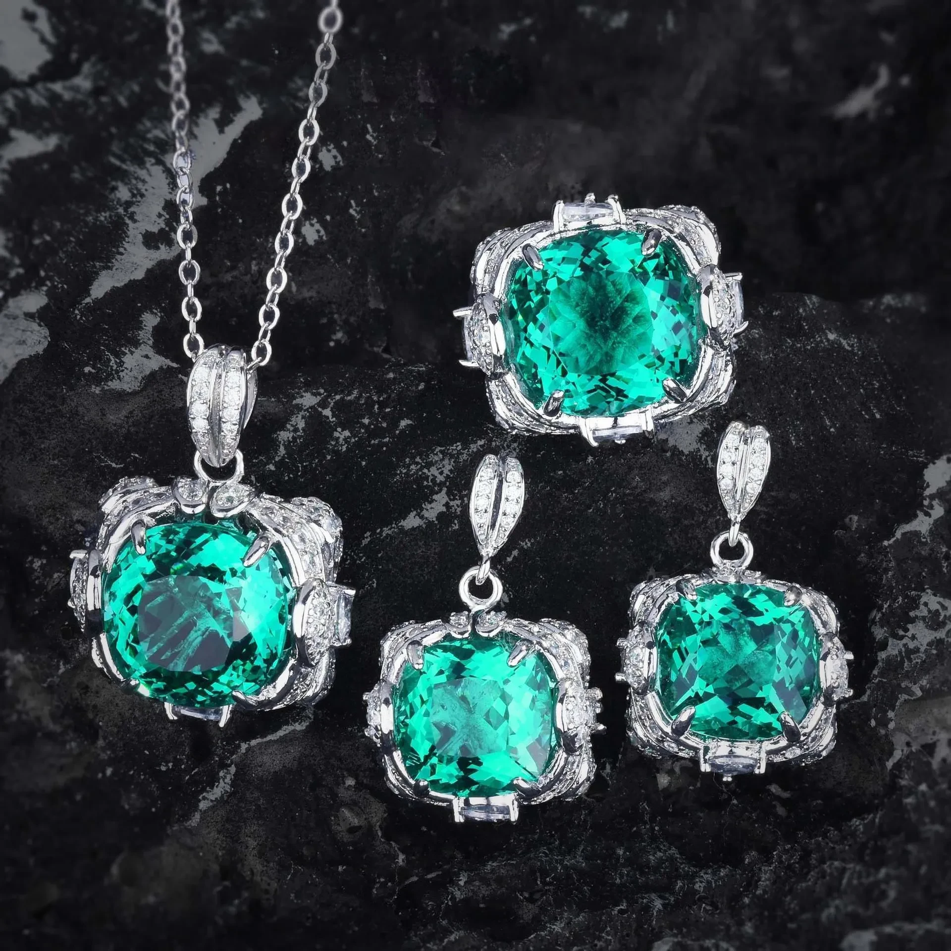 Women's Creative All-Match Ring Necklace And Earrings Suite