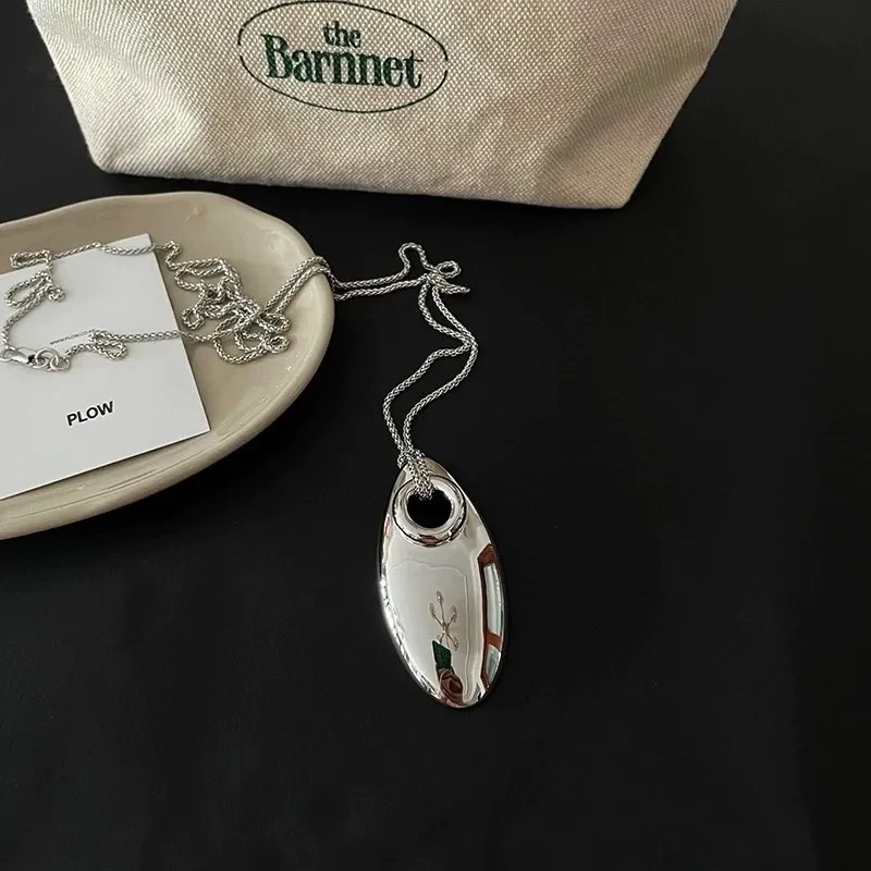 Silver Necklace Long Water Drop Pendant Necklace