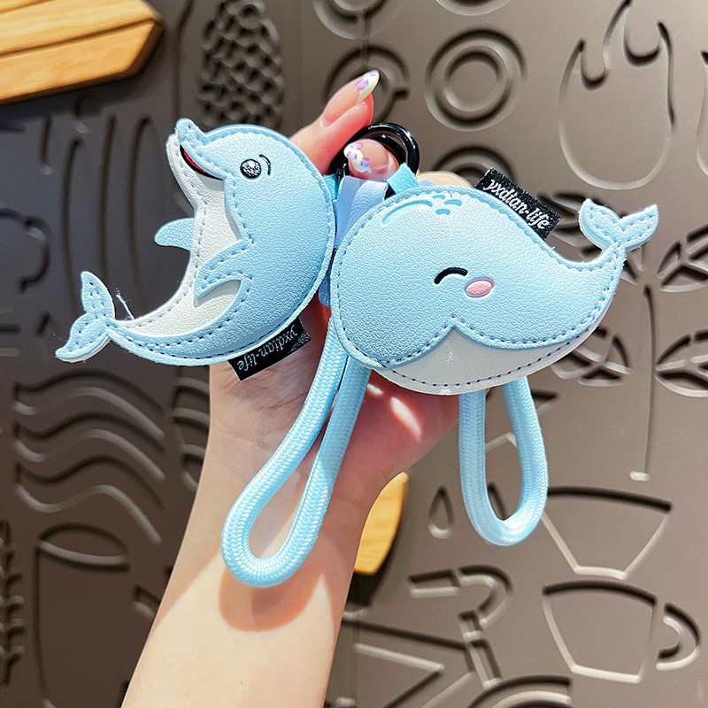 Original Marine Animal Leather Dolphin Keychain