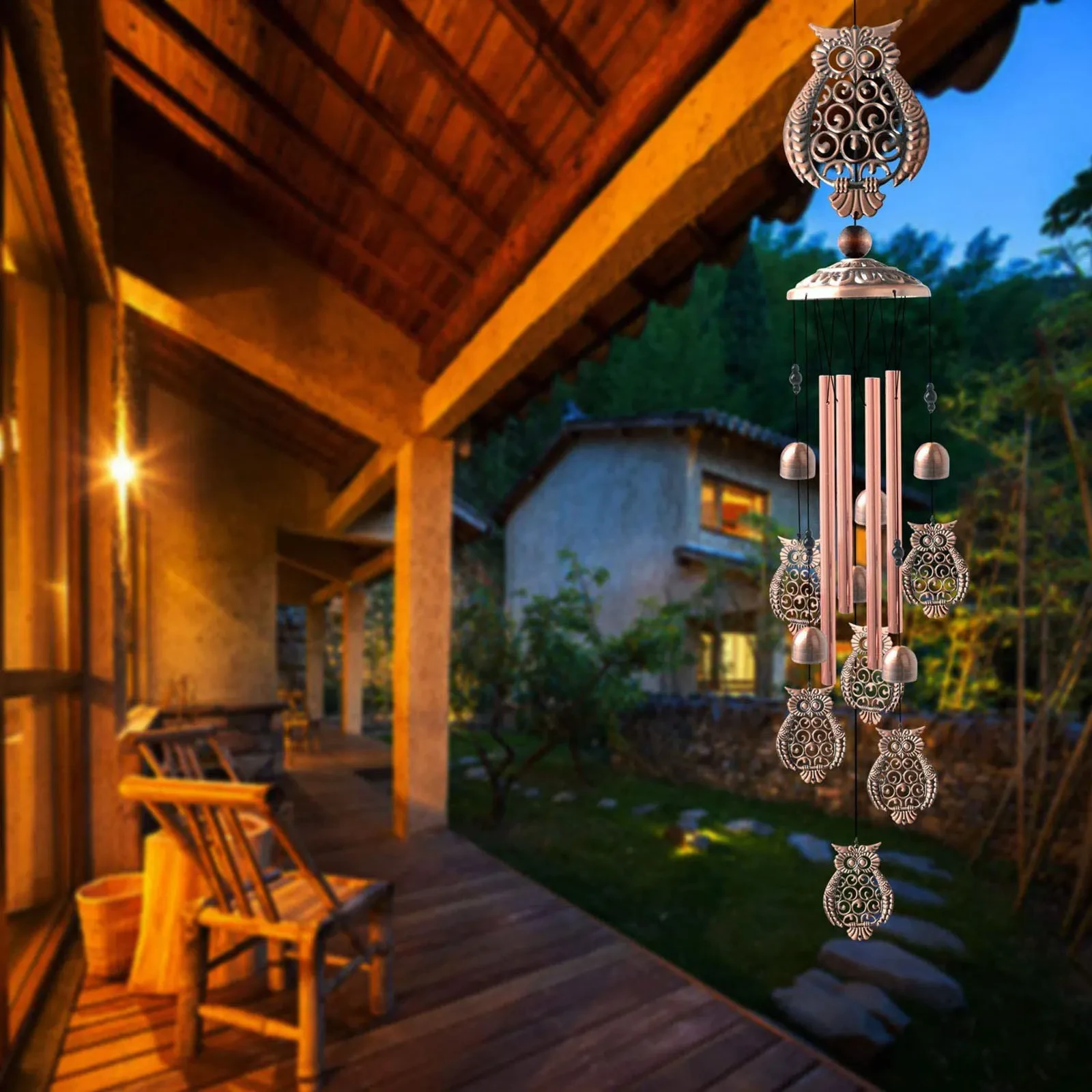 Metal Owl Wind Chime