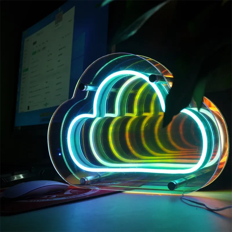 Colorful Multi-layer Mirror Atmosphere Night Light Usb Creative Neon Lamp