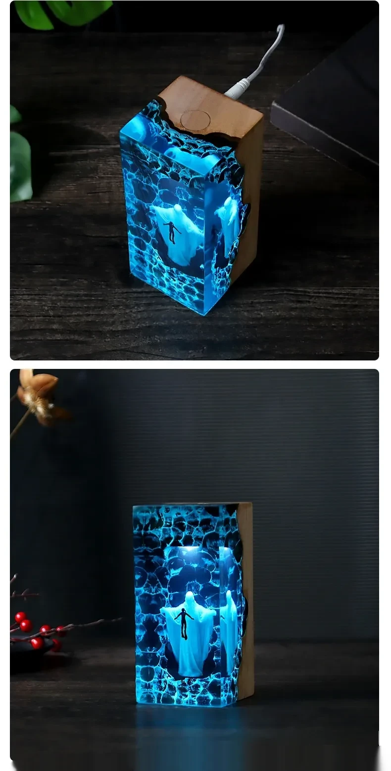 Resin Night Light Jesus Desktop Decoration Crafts