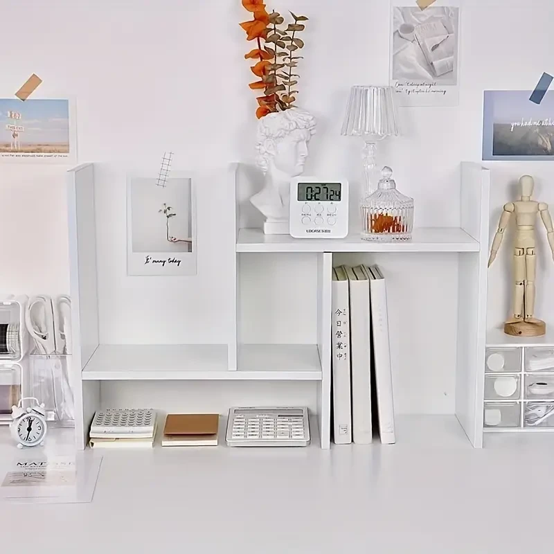 Chic Minimalist White Wooden Desk Organizer