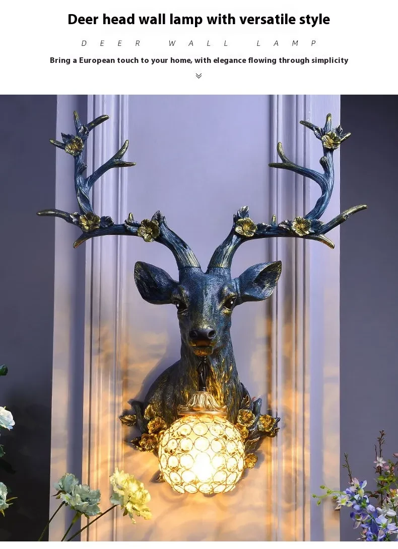 Lucky Antlers Wall Lamp Vintage Ornament Wall Lamp