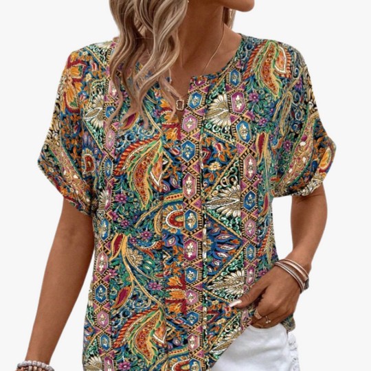 Retro Ethnic Style 3D Printed Home Casual Short Sleeve