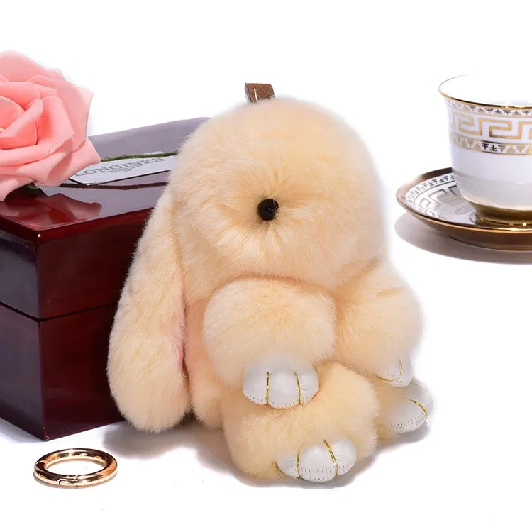 Fluffy Bunny Keychain Blue