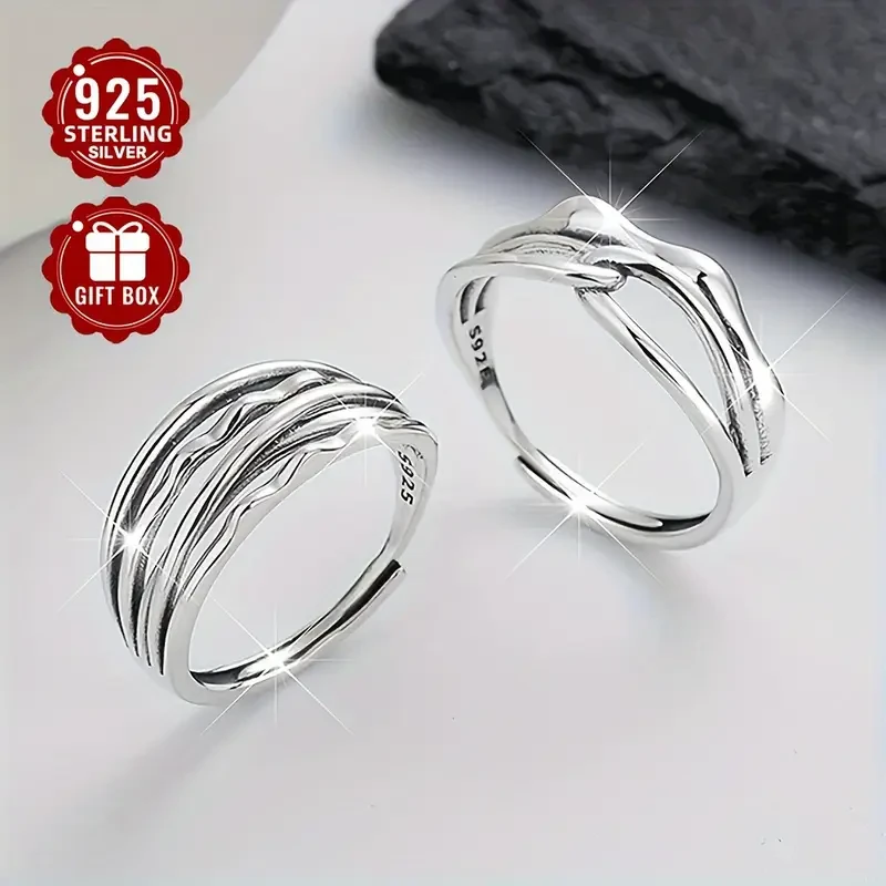 1pc 925 Sterling Silver Multi-Layer Adjustable Ring Elegant & Versatile for All Occasions