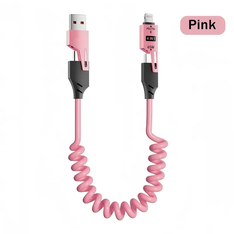 65W Zinc Alloy 4-in-1 High-Speed Charging Cable