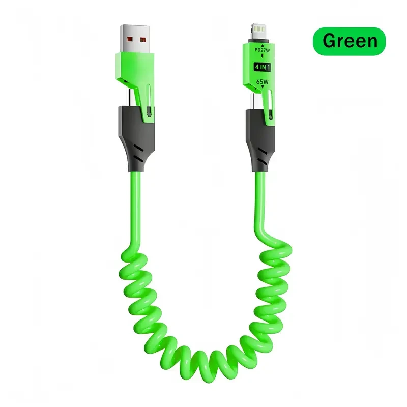 65W Zinc Alloy 4-in-1 High-Speed Charging Cable